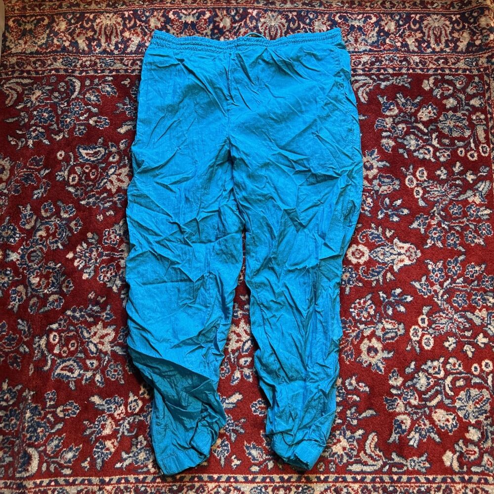 Vintage Bright Teal 80s 90s Windbreaker Pants By Akita Wear Petite Small